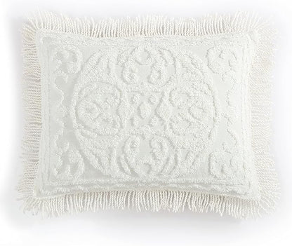 Beatrice Home Fashions Medallion Chenille Bedspread, King Sham, Ivory