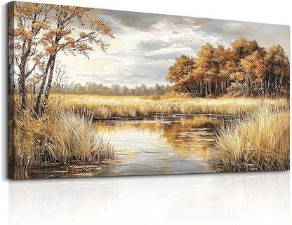 ERQINHUA Large Canvas Printing Picture Wall Decor Painting Wall Art For Living Room Dining Room Decoration Lake Surface Landscape Painting Farmhouse Bedroom Office Mural Artwork Home Decor 24x48 In