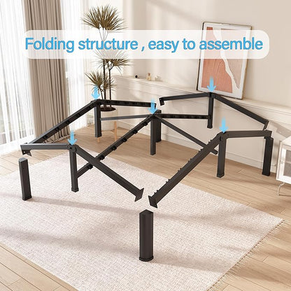 FUIOBYVV 12 Inch King Bed Frame with Round Corner Edge Legs 3500 lbs Metal Heavy Duty Steel Slats Support No Box Spring Needed Platform Noise Free Easy Assembly