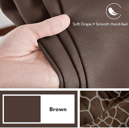 Deconovo Blackout Curtains, Thermal Insulated, W42 x L95 2 Panels, Back Tab, Machine Washable, Room-Darkening Drapes for Bedroom/Living Room Brown