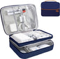 Electronics Organizer,Travel Cord Organizer Pouch, Portable Cable Organizer Bags, Waterproof Electronic Accessories Storage Case for Cables, Cords, Charger, Phone (Three Layer-NavyBlue)
