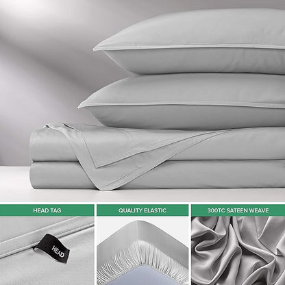 Pure Bamboo Queen Sheets, Genuine 100% Organic Viscose Derived from Bamboo Bed Sheet Set, Luxuriously Soft & Cooling, Double Stitching, 2 Year Quality Promise (Queen, Silver Pearl)