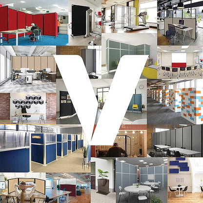 Versare Room Divider 360 Portable Wall Partition | Folding Panels | Large Freestanding Divider | Locking Wheels | Temporary Room Separator