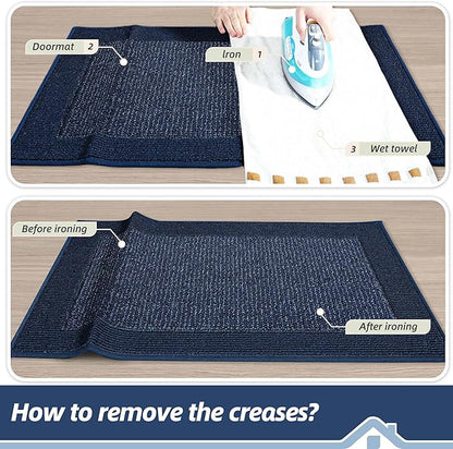 BEQHAUSE Indoor Door Mat 20" x 32", Dirt Trapper Door Mats Non-Slip Entryway Rugs Washable, Resist Dirt Absorbent Welcome Mat, Low Profile Floor Mats for Front Back Door and Entryway, Blue
