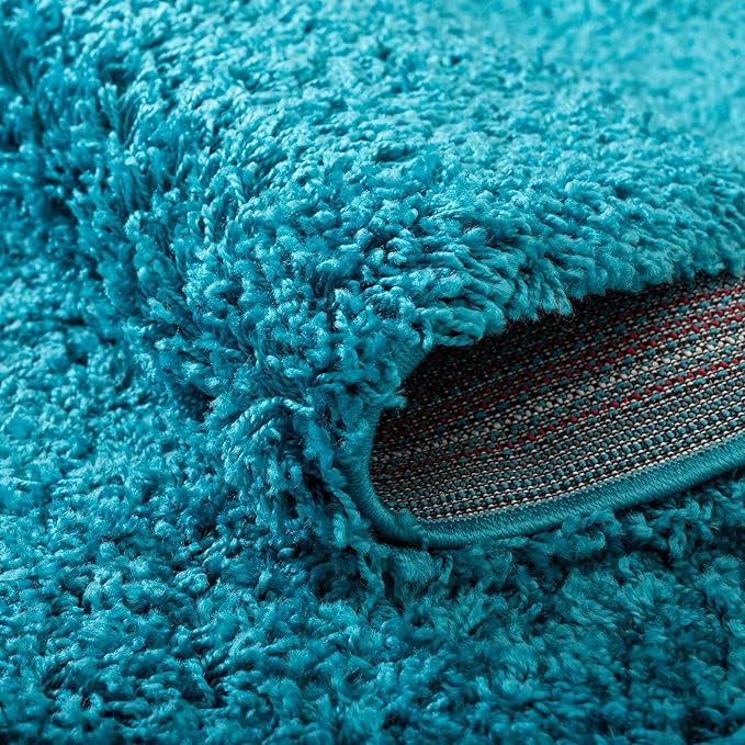 Unique Loom Solid Shag Collection Area Rug (3' 3" x 5' 3" Oval, Turquoise)