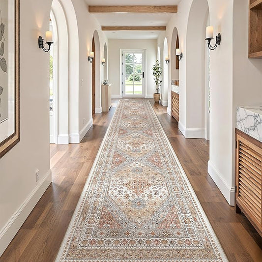 zesthome Washable Runner Rug 2.5x16 - Stain Resistant Entryway Rug,Ultra-Thin Kitchen Rugs, Anti Slip Backing Runner Rugs for Entrance Laundry Room Indoor Hallway (Orange,2.5'x16')