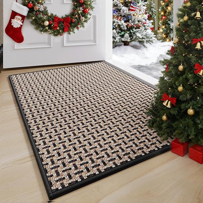 Door Mat 17"x30", Dirt Resistant and Absorbent, Non-Slip Rubber Backing Floor Mats, Easy Clean Low-Profile Doormat for Entryway, Front Door, Inside Entrance, Black