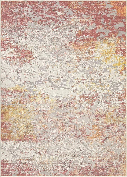 Area Rug Living Room Rugs - 9x12 Washable Large Soft Indoor Neutral Modern Abstract Low Pile Rug Carpet for Bedroom Dining Room Farmhouse Home Office - Colorful