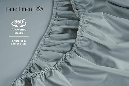 LANE LINEN 600 Thread Count 100% Cotton Sheets Twin XL Size - Machine wash Fully Elasticized Twin XL Size Sheets Set, Soft & Comfy Sateen Weave Bedding Sheets & Pillowcases Sets - French Blue