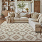 Ivory Brown 6x9 Area Rug Washable Living Room Moroccan Shag Carpet Non Slip Soft Neutral Boho Plush Pile Large Throw Rug for Office Bedroom Dining Room Playroom