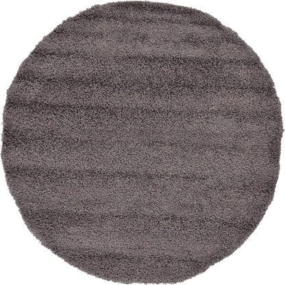 Unique Loom Solid Shag Collection Area Rug (6' 1" Round, Graphite Gray)