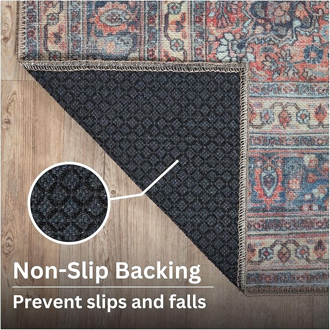 Bloom Rugs Washable Non-Slip 8' x 10' Rug - Multicolor Traditional Medallion Area Rug for Living Room, Bedroom, Dining Room, and Kitchen - Exact Size: 8' x 10'