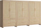 SICOTAS Armoire Wardrobe Closet, Larger Rattan Armoires Wardrobe Cabinet with 2 Large Drawers & Hanging Rod, Tall Closet Storage Cabinet for Cloak Room, Bedroom, Light Oak (3 PCS)
