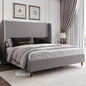 Jocisland Queen Upholstered Platform Bed Frame with 51.2" Tall Wingback Headboard–Solid Wood Legs, No Box Spring Needed, Light Grey Linen–Modern Style for Any Bedroom