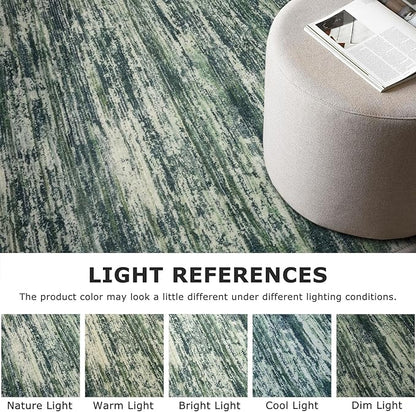 3x5 Modern Abstract Area Rug for Entryway, Dark Green Super Soft Washable Rug with Non-Slip, Low-Pile Door Mat Indoor for Living Room Bedroom, Carpet with Non-Shedding