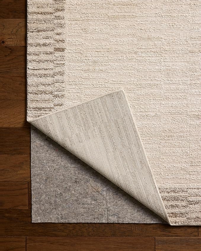 Loloi Chris Loves Julia Calvin Collection CLV-04 Ivory/Pebble 6'-3" x 9'-6" Area Rug Checkered Neutral Soft Living Room Bedroom Carpet