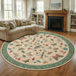 Mushroom Insect 8ft Round Rug Washable Non-Slip Soft Ultra-Thin Large Boho Circle Carpet for Entryway Kitchen Bedroom Nursery Dining Room Khaki Green