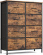 SONGMICS Dresser for Bedroom, Chest of Drawers, Steel, MDF, 8 Non-Woven Fabric Drawers, Storage Organizer Unit, Closet, Entryway, Rustic Brown and Ink Black ULGS124B02S