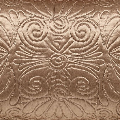 Touch of Class Portia Luxury Bedding | Rich Smoky Topaz | Premier Quilted Polyester Satin | Romantic Hand Guided Machine Quilted Scroll Design 3 Piece Set: King Oversized Bedspread & 2 King Shams