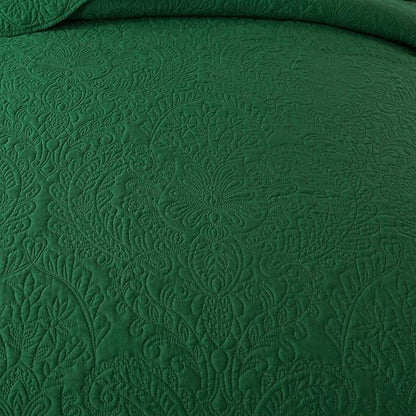 HoneiLife King Size Quilt Sets - 3 Piece Microfiber Quilt Set Lightweight Bedspreads Reversible Coverlets Rustic Bed Cover King Quilt Bedding Set All Season Quilts-Green