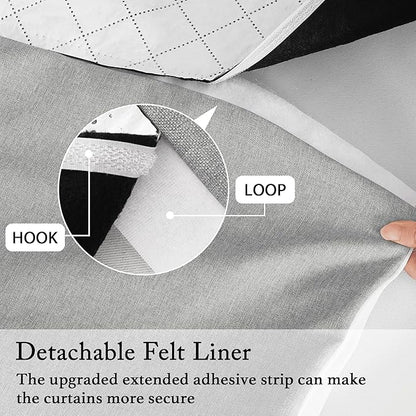 RYB HOME 4 in 1 Set Dust Filter - Soundproof - Blackout - Insulating, Energy Efficiency Linen Curtains for Kids Bedroom Living Room Divider Apartment Hotel Office Theatre, Grey, W 52 x L 95, 2 Pcs