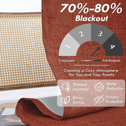 DriftAway Double Layer Linen Blackout Tie Up Curtains Thermal Insulated Fully Lined Balloon Roman Shade Bathroom Window Adjustable Rod Pocket for Small Window 45 Inch by 63 Inch Burnt Orange