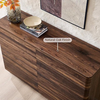 ACCOHOHO 8 Drawer Dresser for Bedroom, 52 Inch Wide Modern Chest of Drawers, Push-to-Open Wood Storgae Organizer with Large Drawers for Bedroom, Living Room, Hallway,Brown