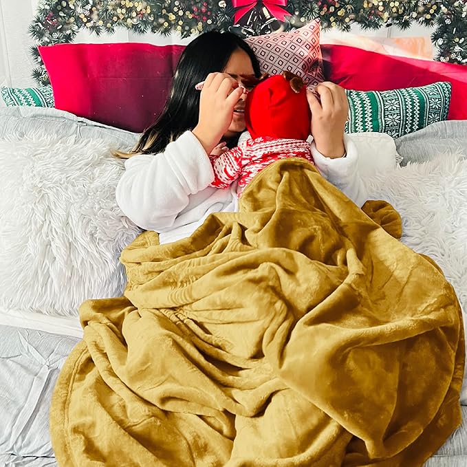 Bedsure GentleSoft Twin XL Fleece Blanket Dorm Bedding - Lightweight Soft Cozy Blankets for Bed, Sofa, Couch, Travel, Camping, Yellow, 66"x90"