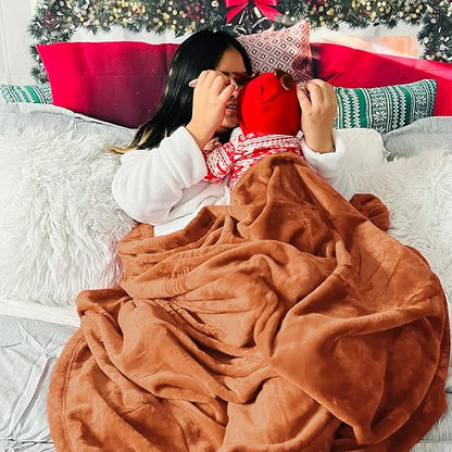 Bedsure GentleSoft Fleece Throw XL Blanket Burnt Orange - 300GSM Soft Lightweight Plush Cozy Blankets for Bed, Sofa, Couch, Travel, Camping, 50x70 inches