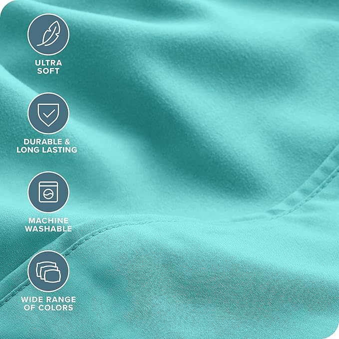 Bare Home Hotel Luxury Queen Sheet Set, Extra Soft - 6 Piece Set - Deep Pockets - Easy Fit - Cooling & Breathable - Wrinkle, Fade, Stain Resistant - Includes 4 Pillowcases (Queen, Turquoise)