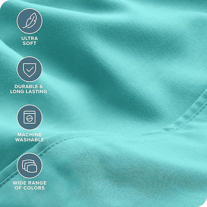 Bare Home Hotel Luxury Queen Sheet Set, Extra Soft - 6 Piece Set - Deep Pockets - Easy Fit - Cooling & Breathable - Wrinkle, Fade, Stain Resistant - Includes 4 Pillowcases (Queen, Turquoise)