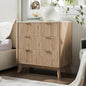 T4TREAM Fluted 3 Drawers Nightstand, Oversized Extra Large Modern Side Table with Faux Marble Top, End Table Bedside for Bedroom, Living Room, Curved Profile Design, Natural Oak | Fluted, Modern, 3 Drawers, with Storage, for Bedroom, for Living Room