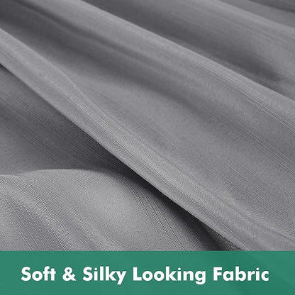 Biscaynebay Wrap Around Bed Skirts with Split Corners for Queen Beds 16" Drop, Silver Grey Elastic Dust Ruffles Adjustable Easy Fit Wrinkle & Fade Resistant Silky Luxurious Fabric Machine Washable