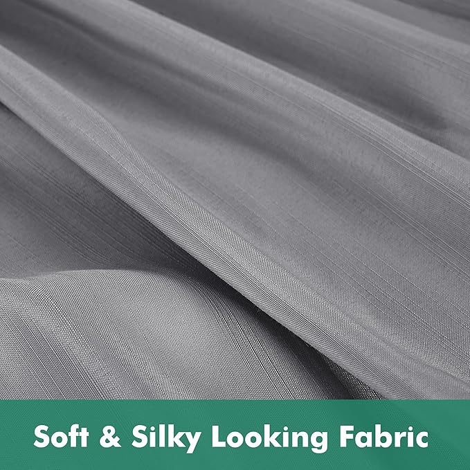 Biscaynebay Wrap Around Bed Skirts with Split Corners for Full Beds 16" Drop, Silver Grey Elastic Dust Ruffles Adjustable Easy Fit Wrinkle & Fade Resistant Silky Luxurious Fabric Machine Washable