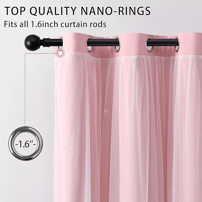 XiDi Pink Curtains for Bedroom, Girls Room Blackout Curtains, Kids Room Darkening Curtains, Light Pink Decor, 1 Panel Light Pink/52/84/1