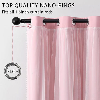 XiDi Pink Curtains for Bedroom, Girls Room Blackout Curtains, Kids Room Darkening Curtains, Light Pink Decor, 1 Panel Light Pink/52/84/1