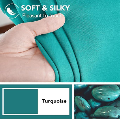 Deconovo Blackout Curtains, Thermal Insulated, W42 x L45 2 Panels, Back Tab, Machine Washable, Room-Darkening Drapes for Bedroom/Living Room Turquoise