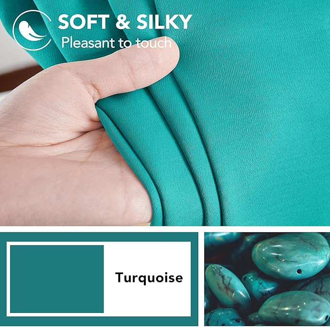Deconovo Blackout Curtains, Thermal Insulated, W42 x L72 2 Panels, Back Tab, Machine Washable, Room-Darkening Drapes for Bedroom/Living Room Turquoise