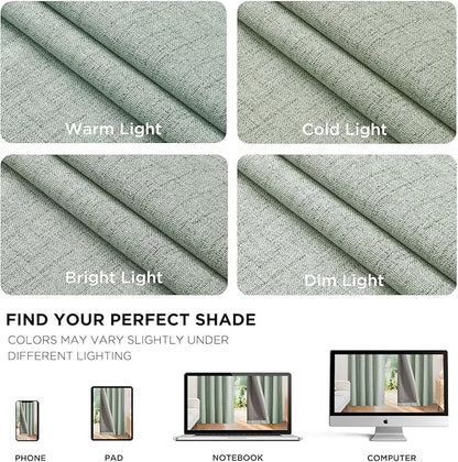 Joydeco Blackout Curtains for Bedroom - 100% Light Blocking 2 Panels Sage Green Drapes 37" W x 96" L, Thermal Insulated Room Darkening Curtains, Linen Textured for Living Room, Rod Pocket & Back Tabs