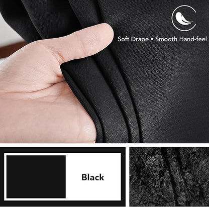 Deconovo Blackout Curtains, Thermal Insulated, W70 x L95 2 Panels, Back Tab, Machine Washable, Room-Darkening Drapes for Bedroom/Living Room Black