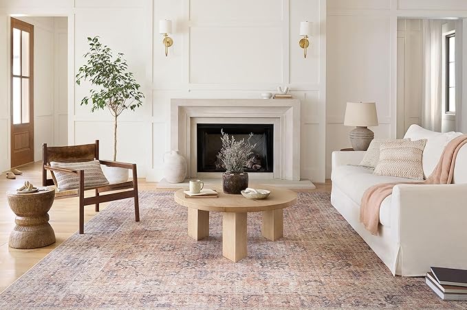 Loloi Skye Collection SKY-01 Blush/Grey 8'-0" x 8'-0" Round Area Rug