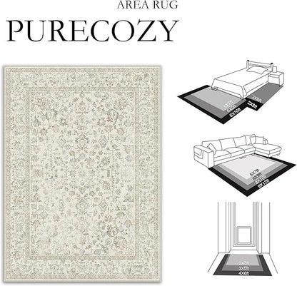 3x5 Taupe Area Rug Non Slip Vintage Office Entryway Rug Distressed Machine Washable Kitchen Carpet Traditional Retro Floral Accent Throw Door Mat for Bedroom Bathroom Dining Living Room