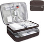 Electronics Organizer,Travel Cord Organizer Pouch, Portable Cable Organizer Bags, Waterproof Electronic Accessories Storage Case for Cables, Cords, Charger, Phone (Three Layer-Brown)