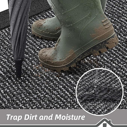 BEQHAUSE Indoor Door Mat 24" x 36", Dirt Trapper Door Mats Non-Slip Entryway Rugs Washable, Resist Dirt Absorbent Welcome Mat, Low Profile Floor Mats for Front Back Door and Entryway, Charcoal