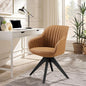 Zouron Mid Century Modern Accent Chair with Black Oak Wood Legs, Upholstered Swivel Chair No Wheels, Side Accent Armchair Vanity Chair for Small Space Home Office Living Room Bedroom, Brown