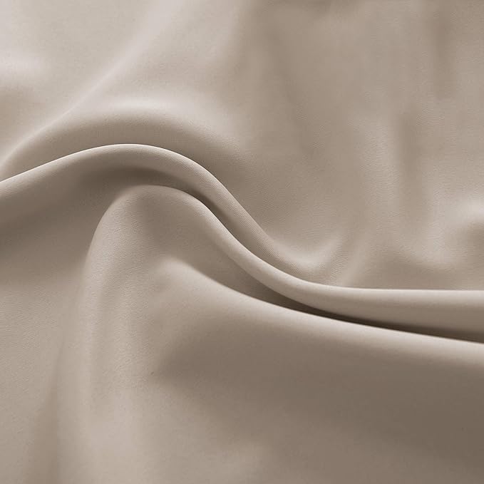 DONREN Warm Taupe Draperies Curtains for Kids Room,Small Window Treatment Thermal Insulated Room Darkening Rod Pocket Top Curtain Panels for Kitchen(Set of 2,42 by 45 Inches Long)