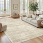 7x9 Area Rug for Living Room Washable Abstract Vintage Soft Thin Indoor Floor Non-Slip Carpet for Bedroom Dining Room Beige