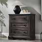 T4TREAM 32" Farmhouse Nightstand with Charging Station, Large End Table with 3 Storage Drawers, Rustic Wood Bedside Table for Bedroom, Living Room, Dark Rustic Oak