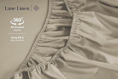 LANE LINEN 600 Thread Count 100% Mercerized Cotton California King Sheet Sets, Ultra Soft & Comfy Sateen Weave, Fully Elasticized Machine Wash Cal King Sheets Set, Naturally Cooling Cotton- Linen