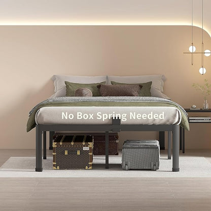 MAF 12 Inch King Metal Platform Bed Frame with Round Corner Legs, Mattress Slide Stopper, 3000 LBS Heavy Duty Steel Slats Support, No Box Spring Needed, Noise Free